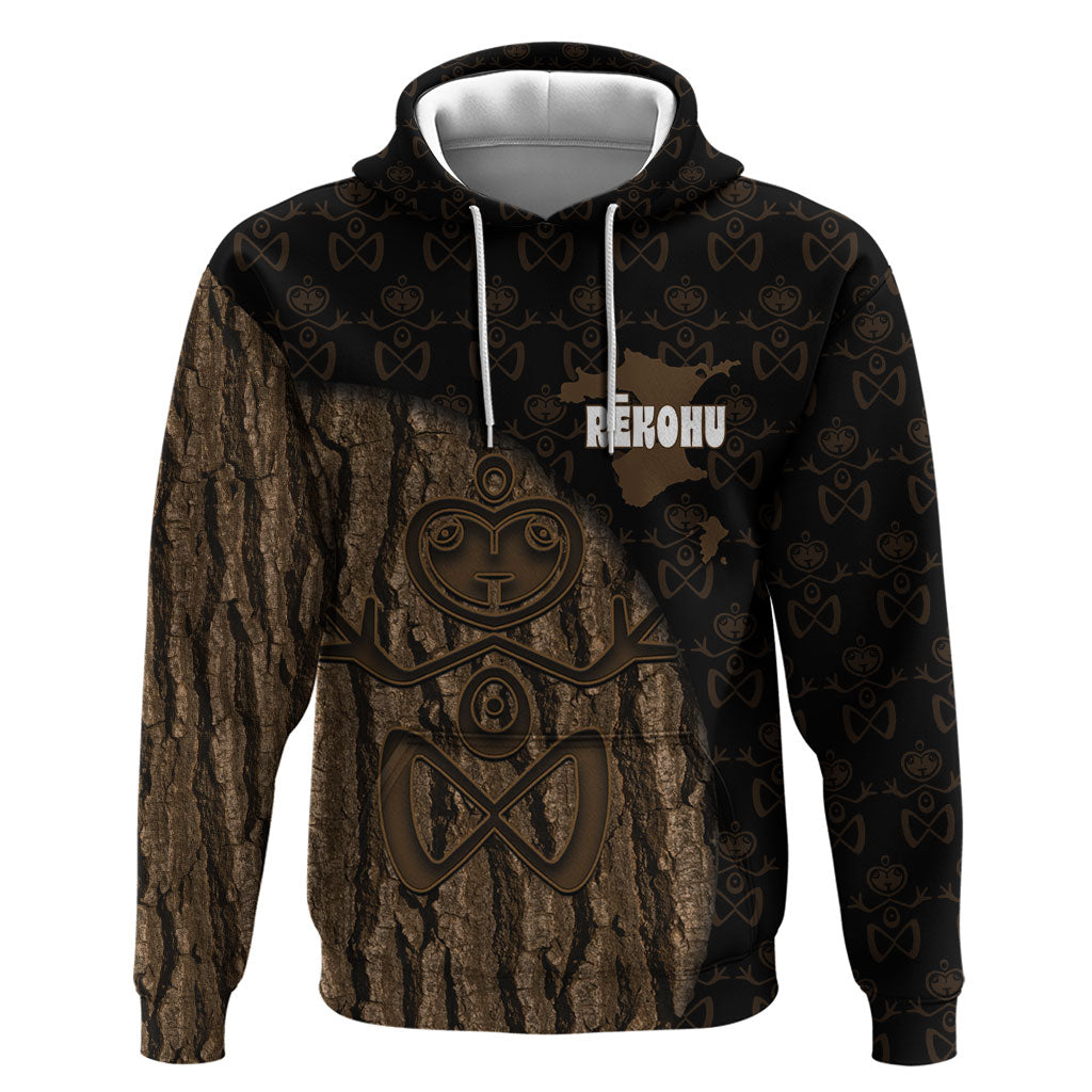 Moriori Kekoru New Zealand Personalised Zip Hoodie Kopi Rakau Carving Chatham Islands Map LT14 Pullover Hoodie Black - Polynesian Pride