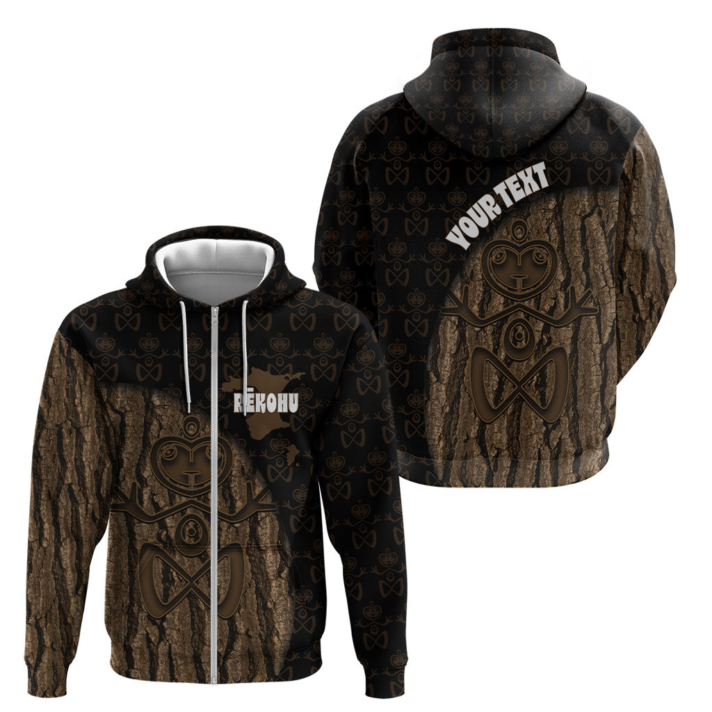 Moriori Kekoru New Zealand Personalised Zip Hoodie Kopi Rakau Carving Chatham Islands Map LT14 - Polynesian Pride