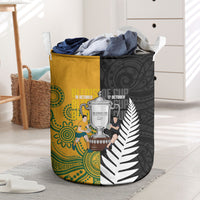 New Zealand Australia Rugby Bledisloe 2026 Laundry Basket Champion Trophy Maori Aboriginal Art LT14 Multicolor - Polynesian Pride