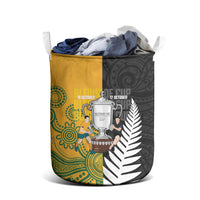 New Zealand Australia Rugby Bledisloe 2026 Laundry Basket Champion Trophy Maori Aboriginal Art LT14 - Polynesian Pride