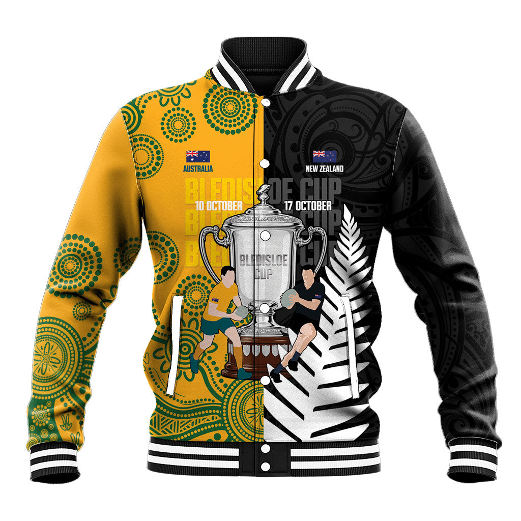 New Zealand Australia Rugby Bledisloe 2026 Custom Baseball Jacket Champion Trophy Maori Aboriginal Art LT14 Unisex Multicolor - Polynesian Pride