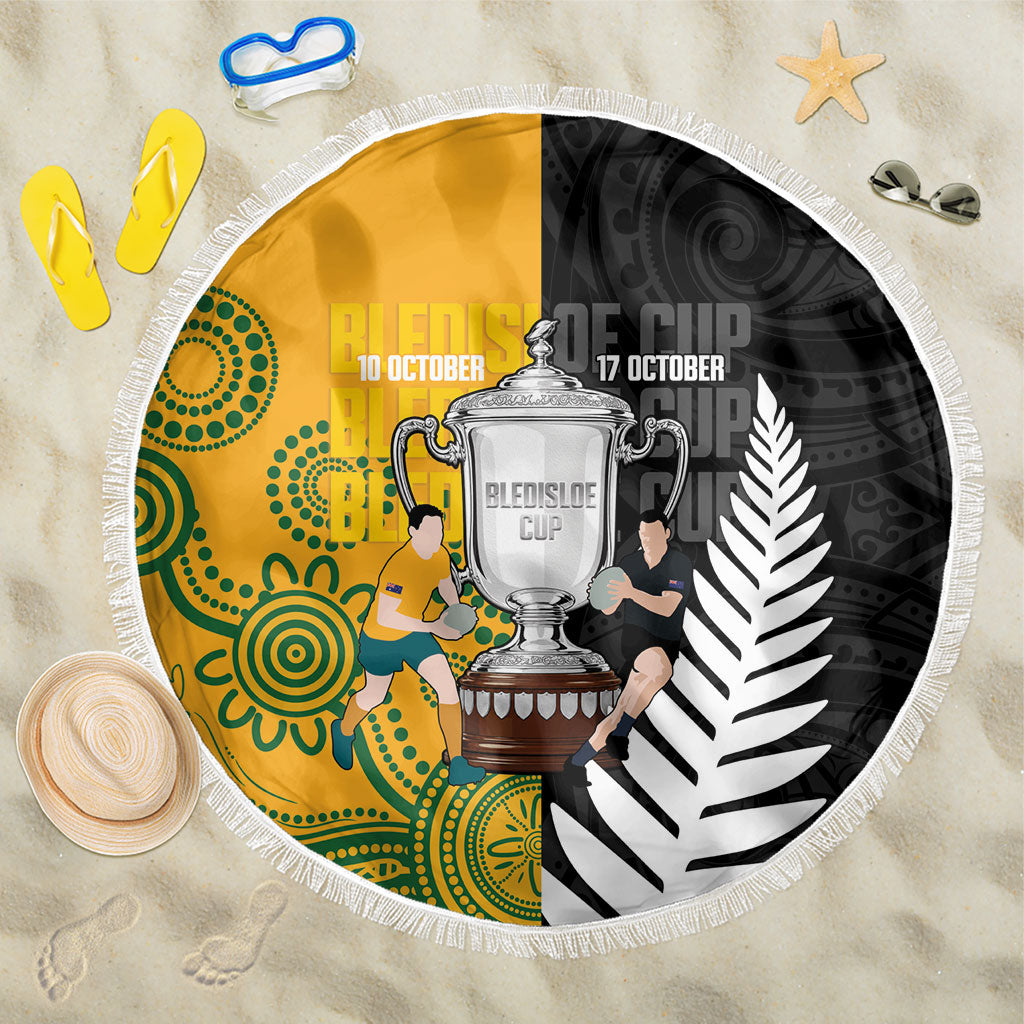 New Zealand Australia Rugby Bledisloe 2026 Beach Blanket Champion Trophy Maori Aboriginal Art LT14 One Size 150cm Multicolor - Polynesian Pride