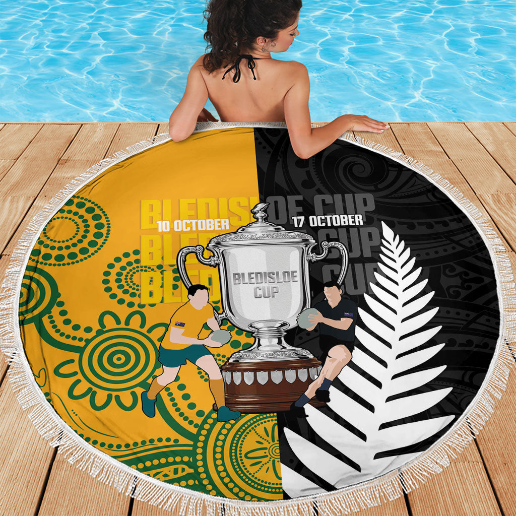 New Zealand Australia Rugby Bledisloe 2026 Beach Blanket Champion Trophy Maori Aboriginal Art LT14 - Polynesian Pride