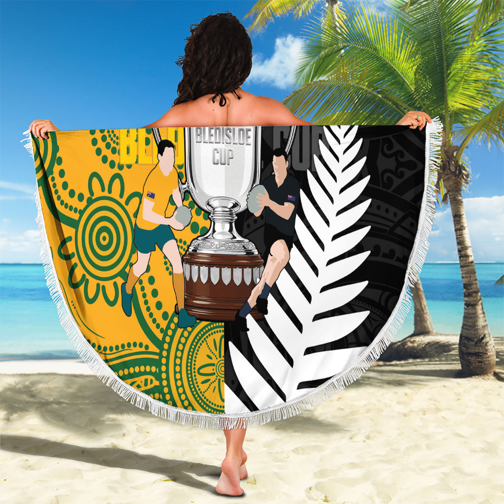New Zealand Australia Rugby Bledisloe 2026 Beach Blanket Champion Trophy Maori Aboriginal Art LT14 - Polynesian Pride
