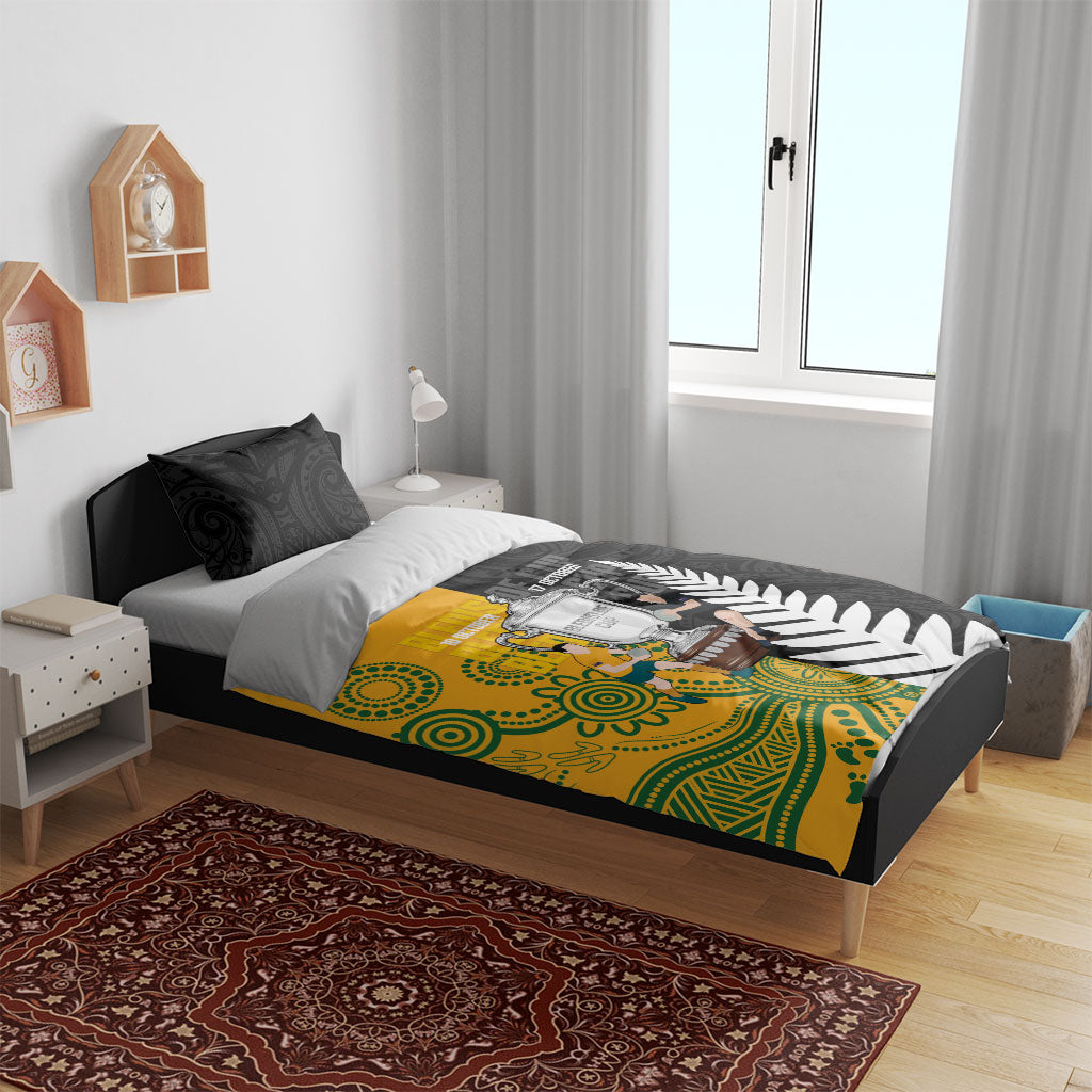 New Zealand Australia Rugby Bledisloe 2026 Bedding Set Champion Trophy Maori Aboriginal Art LT14 - Polynesian Pride