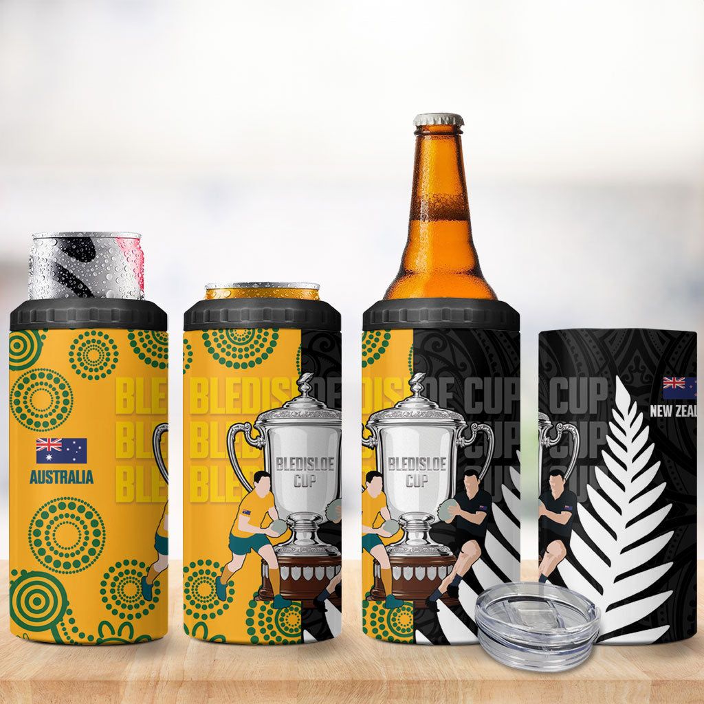 New Zealand Australia Rugby Bledisloe 2026 4 in 1 Can Cooler Tumbler Champion Trophy Maori Aboriginal Art LT14 - Polynesian Pride