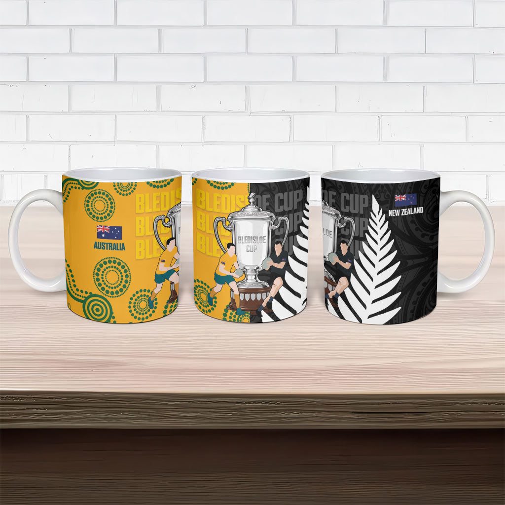 New Zealand Australia Rugby Bledisloe 2026 Ceramic Mug Champion Trophy Maori Aboriginal Art LT14 - Polynesian Pride