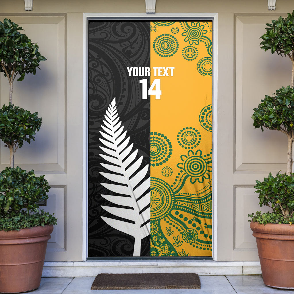 New Zealand Australia Rugby Bledisloe 2026 Custom Door Cover Champion Trophy Maori Aboriginal Art LT14 Multicolor - Polynesian Pride