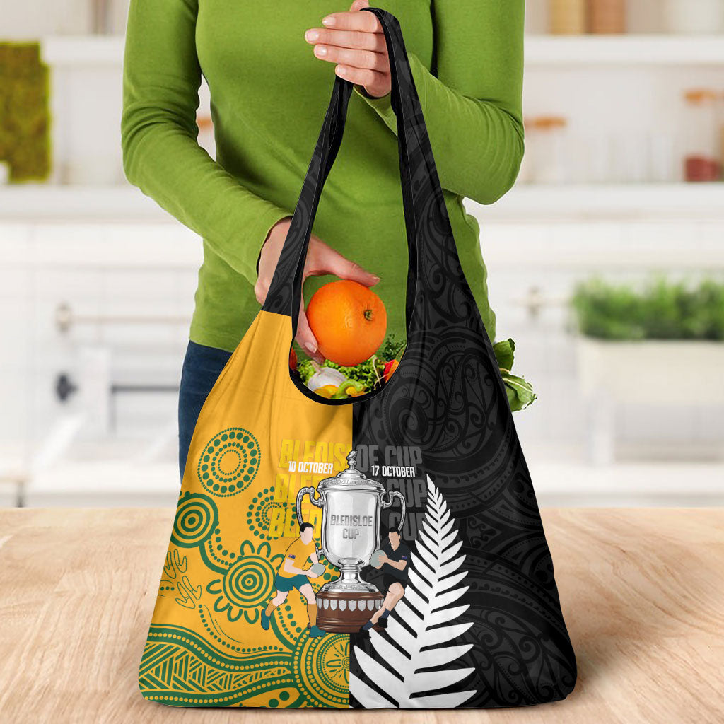 New Zealand Australia Rugby Bledisloe 2026 Grocery Bag Champion Trophy Maori Aboriginal Art LT14 - Polynesian Pride