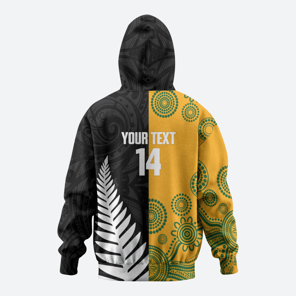 New Zealand Australia Rugby Bledisloe 2026 Custom Hoodie Champion Trophy Maori Aboriginal Art LT14 - Polynesian Pride