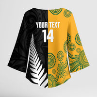 New Zealand Australia Rugby Bledisloe 2026 Custom Kimono Sleeve Blouse Champion Trophy Maori Aboriginal Art LT14 - Polynesian Pride