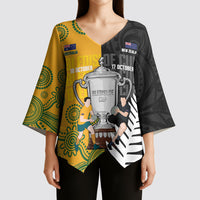New Zealand Australia Rugby Bledisloe 2026 Custom Kimono Sleeve Blouse Champion Trophy Maori Aboriginal Art LT14 - Polynesian Pride
