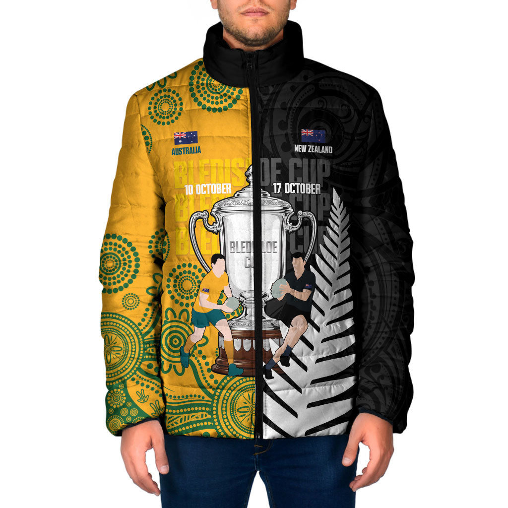 New Zealand Australia Rugby Bledisloe 2026 Custom Padded Jacket Champion Trophy Maori Aboriginal Art LT14 Men Multicolor - Polynesian Pride
