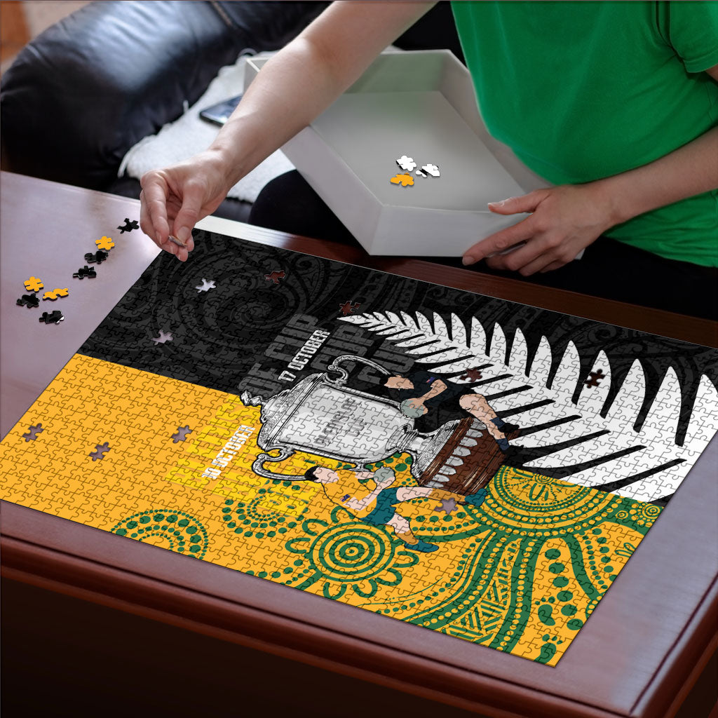 New Zealand Australia Rugby Bledisloe 2026 Puzzle Champion Trophy Maori Aboriginal Art LT14 - Polynesian Pride