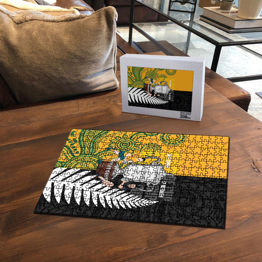 New Zealand Australia Rugby Bledisloe 2026 Puzzle Champion Trophy Maori Aboriginal Art LT14 - Polynesian Pride