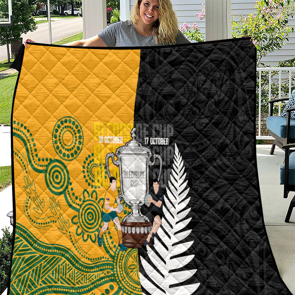 New Zealand Australia Rugby Bledisloe 2026 Quilt Champion Trophy Maori Aboriginal Art LT14 Multicolor - Polynesian Pride