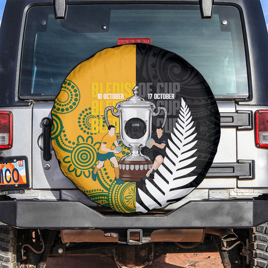 New Zealand Australia Rugby Bledisloe 2026 Spare Tire Cover Champion Trophy Maori Aboriginal Art LT14 Multicolor - Polynesian Pride