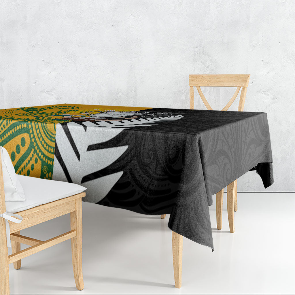 New Zealand Australia Rugby Bledisloe 2026 Tablecloth Champion Trophy Maori Aboriginal Art LT14 - Polynesian Pride