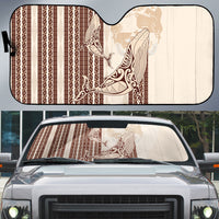 Swimming With Humpback Whales Season Tonga Auto Sun Shade Tongan Tofuaa Ngatu Pattern Brown LT14 Brown - Polynesian Pride