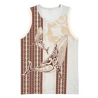 Swimming With Humpback Whales Season Tonga Basketball Jersey Tongan Tofuaa Ngatu Pattern Brown LT14 Unisex Brown - Polynesian Pride