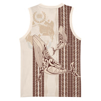 Swimming With Humpback Whales Season Tonga Basketball Jersey Tongan Tofuaa Ngatu Pattern Brown LT14 - Polynesian Pride
