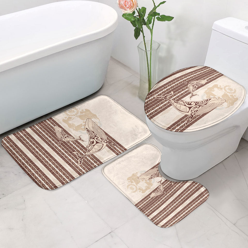 Swimming With Humpback Whales Season Tonga Bathroom Set Tongan Tofuaa Ngatu Pattern Brown LT14 - Polynesian Pride