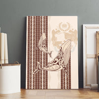 Swimming With Humpback Whales Season Tonga Canvas Wall Art Tongan Tofuaa Ngatu Pattern Brown LT14 - Polynesian Pride