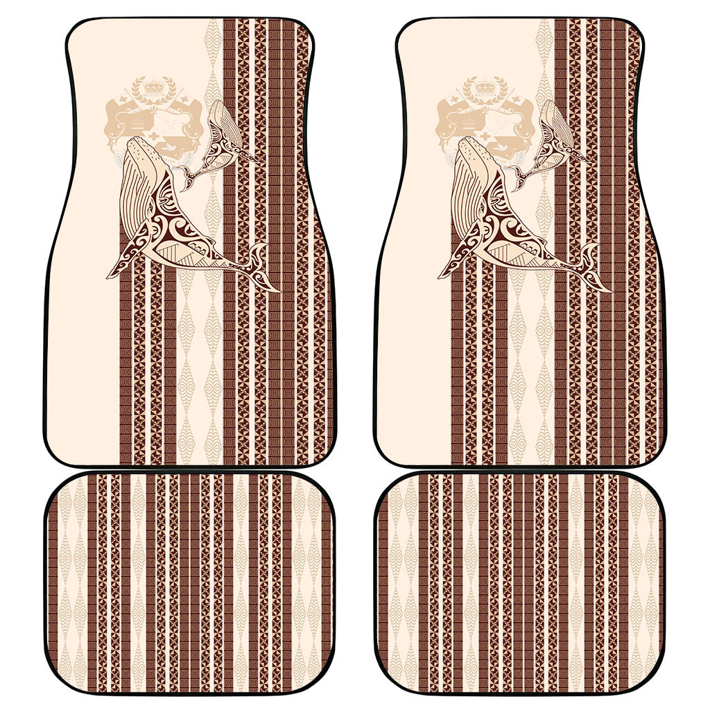Swimming With Humpback Whales Season Tonga Car Mats Tongan Tofuaa Ngatu Pattern Brown LT14 - Polynesian Pride