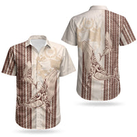 Swimming With Humpback Whales Season Tonga Couples Matching Off Shoulder Maxi Dress and Hawaiian Shirt Tongan Tofuaa Ngatu Pattern Brown LT14 - Polynesian Pride