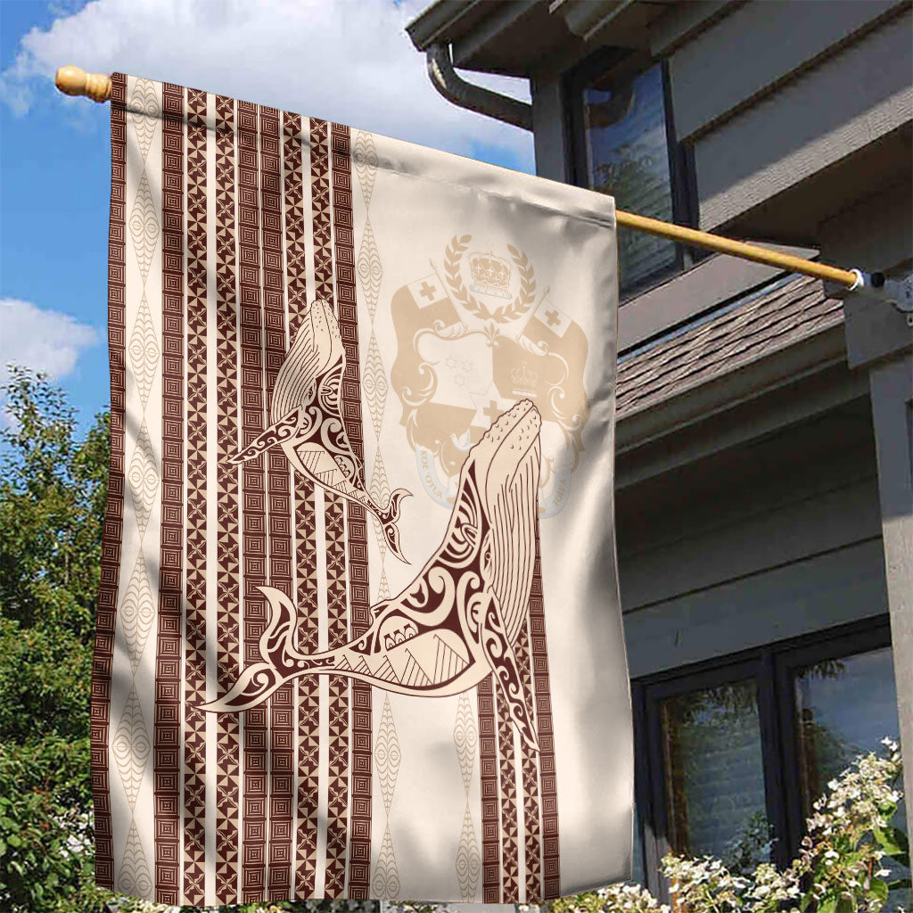 Swimming With Humpback Whales Season Tonga Garden Flag Tongan Tofuaa Ngatu Pattern Brown LT14 - Polynesian Pride