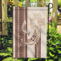 Swimming With Humpback Whales Season Tonga Garden Flag Tongan Tofuaa Ngatu Pattern Brown LT14 Garden Flag Brown - Polynesian Pride