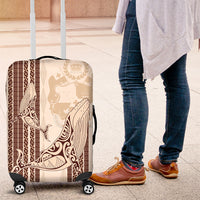 Swimming With Humpback Whales Season Tonga Luggage Cover Tongan Tofuaa Ngatu Pattern Brown LT14 Brown - Polynesian Pride