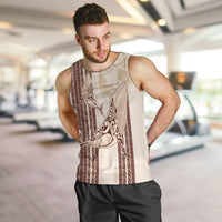Swimming With Humpback Whales Season Tonga Men Tank Top Tongan Tofuaa Ngatu Pattern Brown LT14 Brown - Polynesian Pride