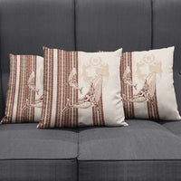 Swimming With Humpback Whales Season Tonga Pillow Cover Tongan Tofuaa Ngatu Pattern Brown LT14 - Polynesian Pride