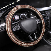 Swimming With Humpback Whales Season Tonga Steering Wheel Cover Tongan Tofuaa Ngatu Pattern Brown LT14 Universal Fit Brown - Polynesian Pride