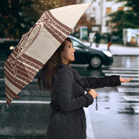 Swimming With Humpback Whales Season Tonga Umbrella Tongan Tofuaa Ngatu Pattern Brown LT14 - Polynesian Pride