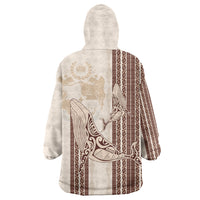 Swimming With Humpback Whales Season Tonga Wearable Blanket Hoodie Tongan Tofuaa Ngatu Pattern Brown LT14 - Polynesian Pride