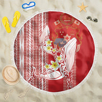 Swimming With Humpback Whales Season Tonga Beach Blanket Tongan Tofuaa Ngatu Pattern Red LT14 One Size 150cm Red - Polynesian Pride