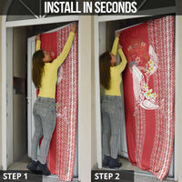 Swimming With Humpback Whales Season Tonga Door Cover Tongan Tofuaa Ngatu Pattern Red LT14 - Polynesian Pride