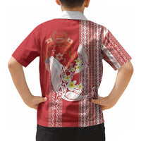 Swimming With Humpback Whales Season Tonga Hawaiian Shirt Tongan Tofuaa Ngatu Pattern Red LT14 - Polynesian Pride