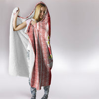 Swimming With Humpback Whales Season Tonga Hooded Blanket Tongan Tofuaa Ngatu Pattern Red LT14 - Polynesian Pride