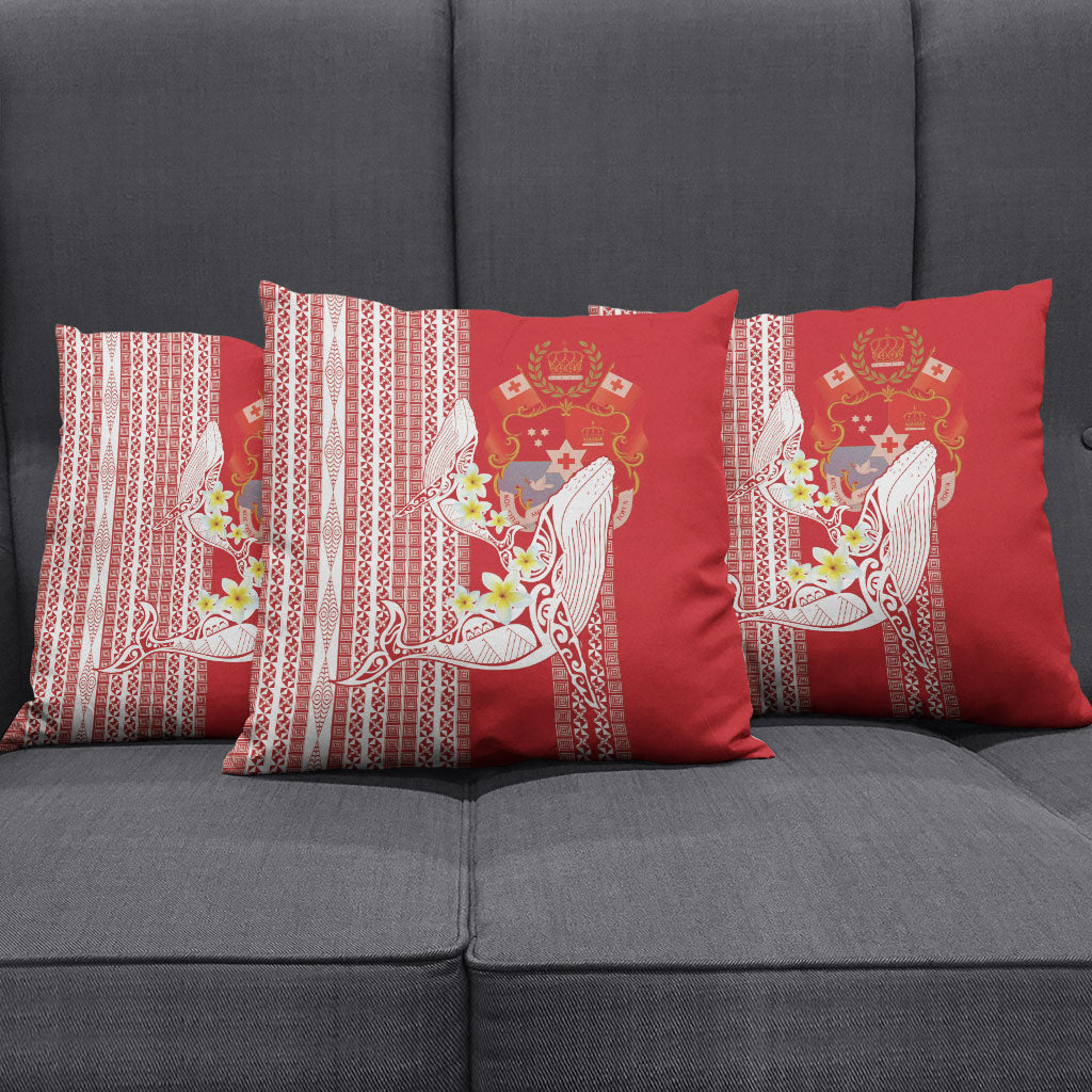 Swimming With Humpback Whales Season Tonga Pillow Cover Tongan Tofuaa Ngatu Pattern Red LT14 - Polynesian Pride