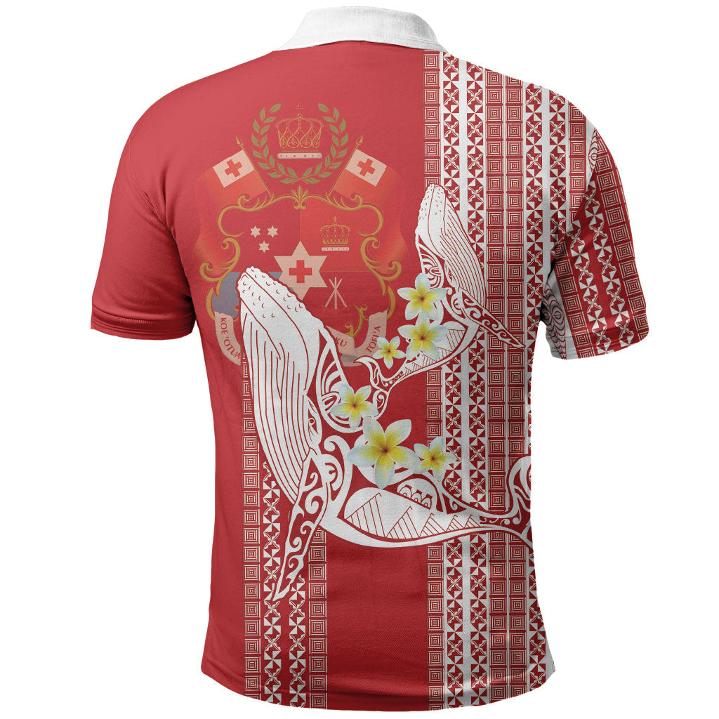 Swimming With Humpback Whales Season Tonga Polo Shirt Tongan Tofuaa Ngatu Pattern Red LT14 - Polynesian Pride