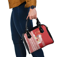Swimming With Humpback Whales Season Tonga Shoulder Handbag Tongan Tofuaa Ngatu Pattern Red LT14 - Polynesian Pride