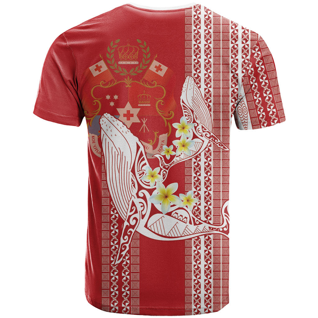 Swimming With Humpback Whales Season Tonga T Shirt Tongan Tofuaa Ngatu Pattern Red LT14 - Polynesian Pride