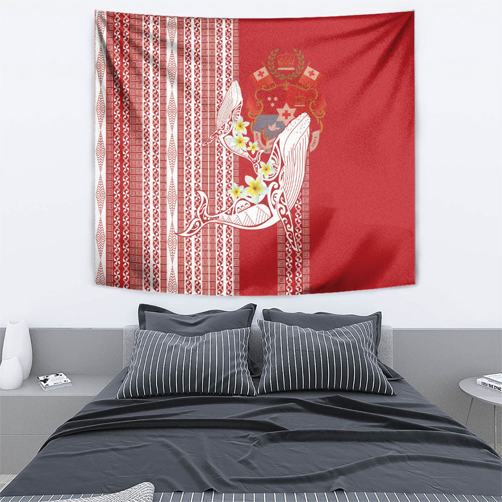 Swimming With Humpback Whales Season Tonga Tapestry Tongan Tofuaa Ngatu Pattern Red LT14 - Polynesian Pride