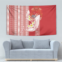 Swimming With Humpback Whales Season Tonga Tapestry Tongan Tofuaa Ngatu Pattern Red LT14 - Polynesian Pride