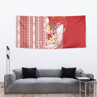 Swimming With Humpback Whales Season Tonga Tapestry Tongan Tofuaa Ngatu Pattern Red LT14 - Polynesian Pride