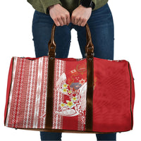 Swimming With Humpback Whales Season Tonga Travel Bag Tongan Tofuaa Ngatu Pattern Red LT14 Red - Polynesian Pride