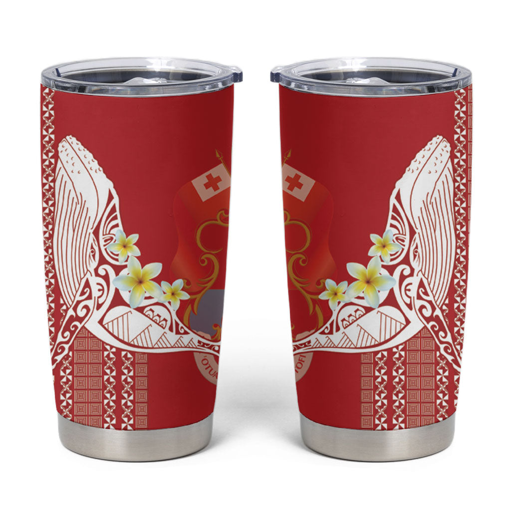 Swimming With Humpback Whales Season Tonga Tumbler Cup Tongan Tofuaa Ngatu Pattern Red LT14 Red - Polynesian Pride